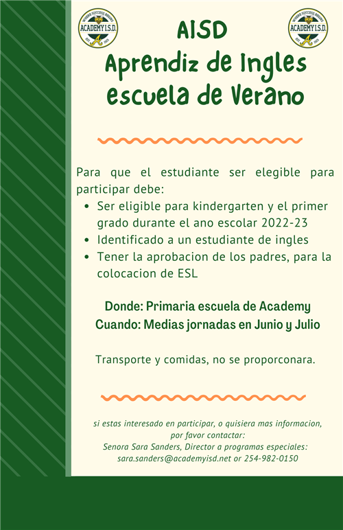 Aprendiz de ingles escuela de verano