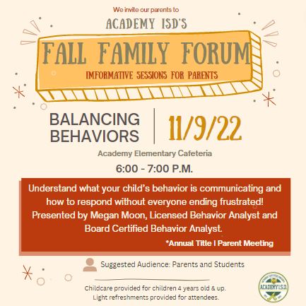 Balancing Behaviors, Fall Family Forum